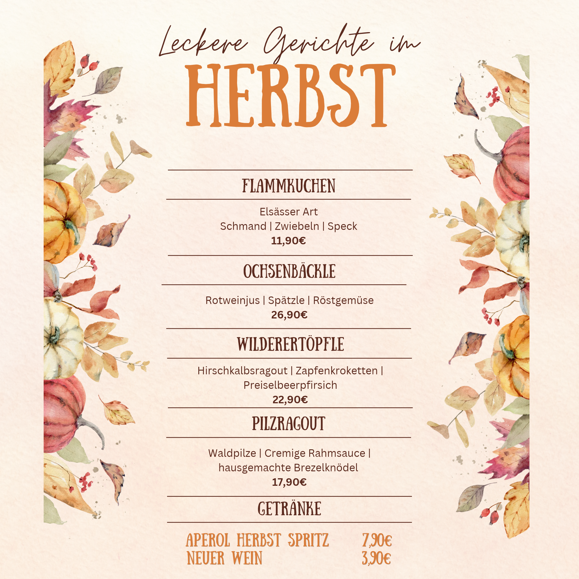Leckere Gerichte im Herbst